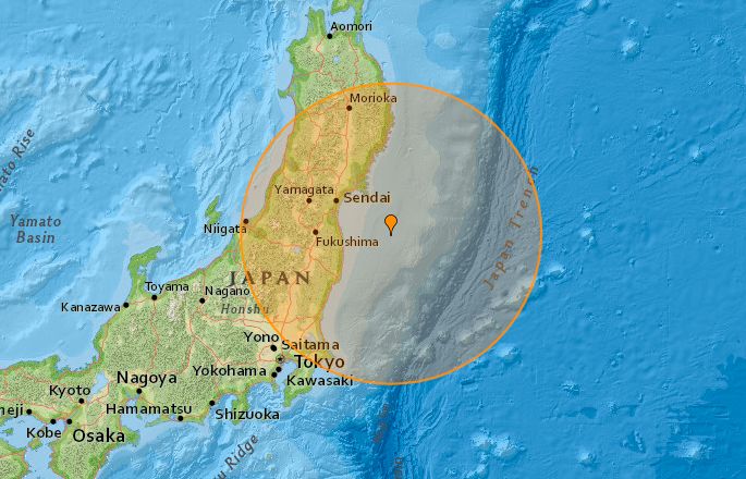 Das Epizentrum soll 90 Kilometer vor der Küste Japans in 54 Kilometern Tiefe gelegen haben