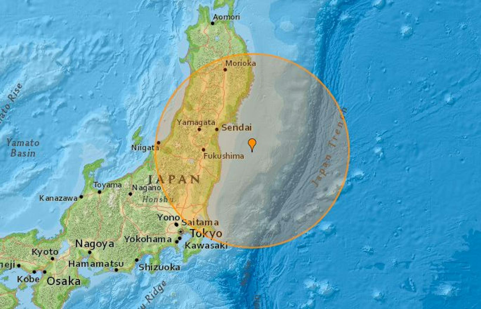 Das Epizentrum soll 90 Kilometer vor der Küste Japans in 54 Kilometern Tiefe gelegen haben