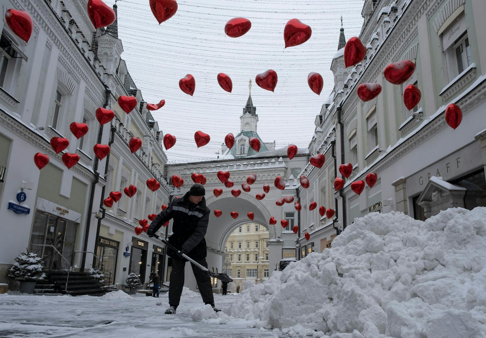 So viel Schnee gab es in Moskau schon lange nicht mehr.