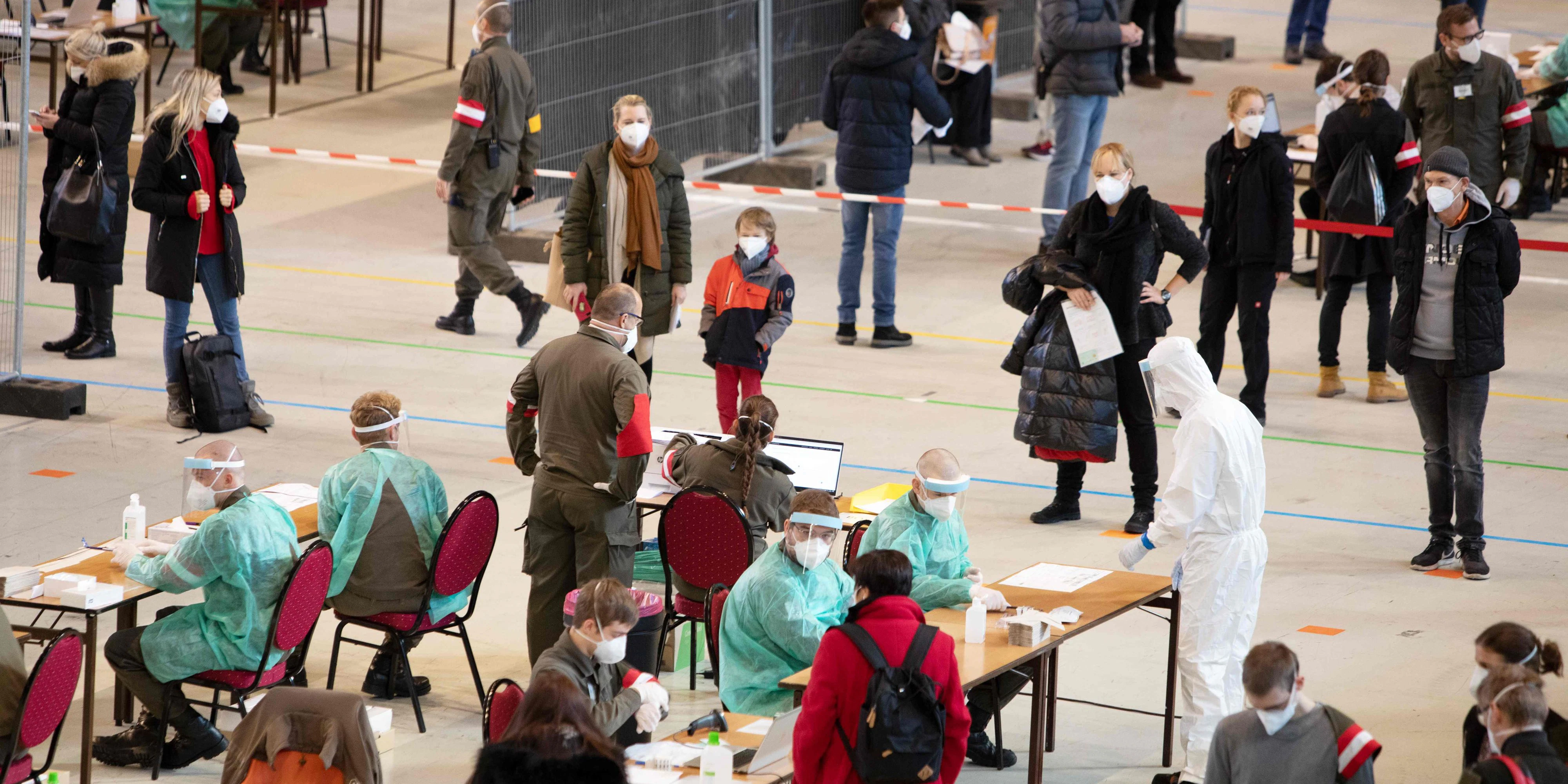 Corona-Tests in der Wiener Stadthalle
