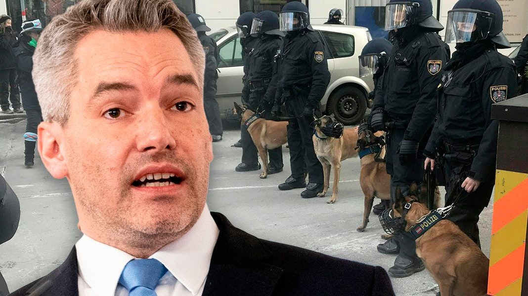 Innenminister Karl Nehammer verteidigt die Polizeiarbeit bei der Corona-Demo in Wien