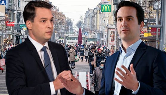 Wiens FPÖ-Chef Dominik Nepp (links) und Vizebürgermeister Christoph Wiederkehr (NEOS)