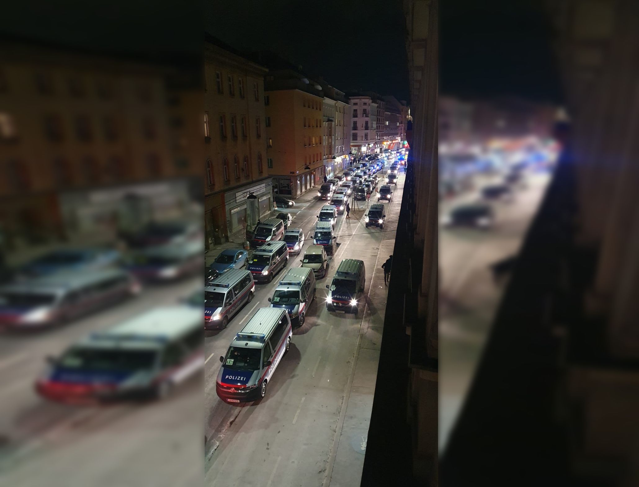Unzählige Polizisten waren in der Schönbrunner Straße vor Ort.