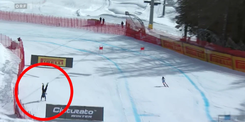 Dieser Scherzvogel schien sich am Rande der WM-Piste zu langweilen.