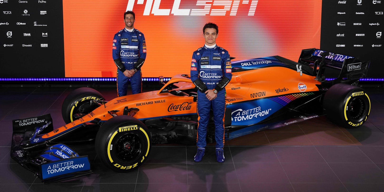 Der neue Dienstwagen von Lando Norris (r.) und Daniel Ricciardo