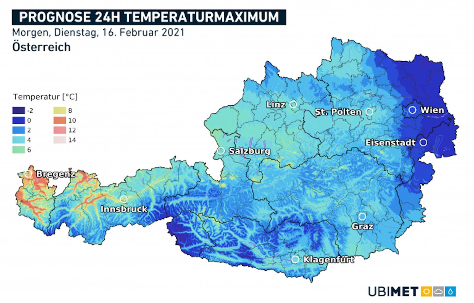 Höchstwerte am Dienstag: Kältepole im Osten und Osttirol