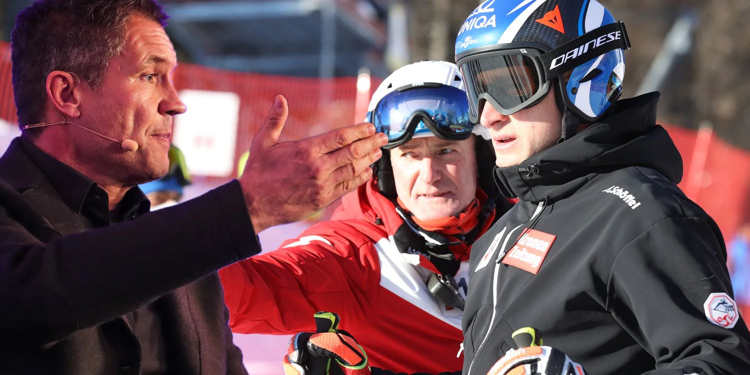 Armin Assinger kritisiert den ÖSV. Rechts im Bild: Herren-Cheftrainer Andreas Puelacher und Matthias Mayer.