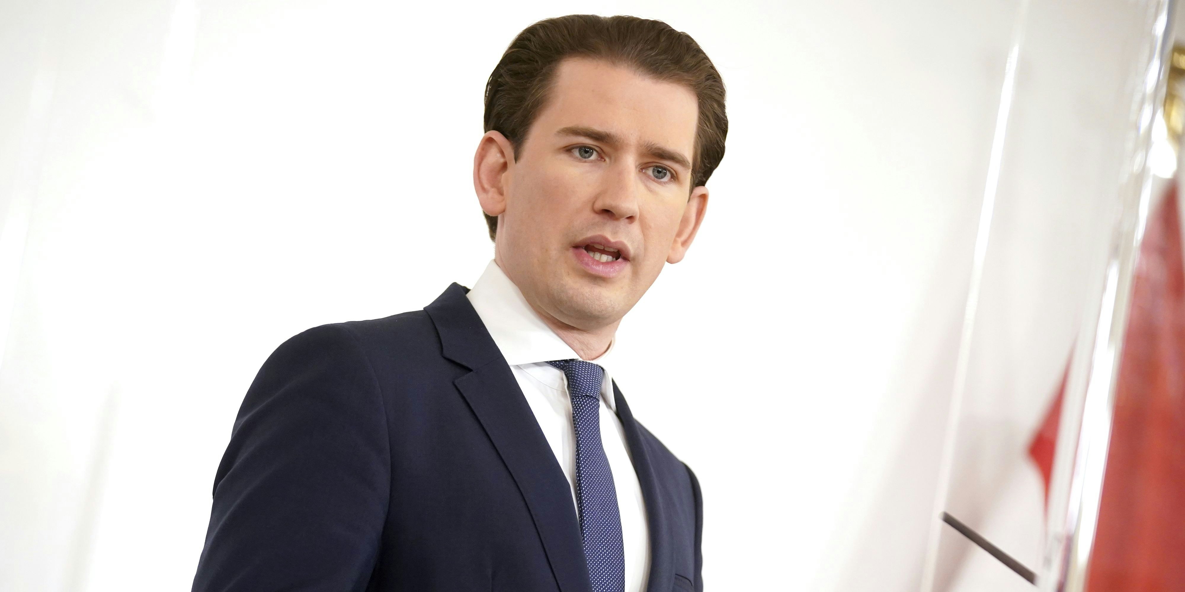 Bundeskanzler Kurz bei der Pressekonferenz am Montag, 15.02.2021