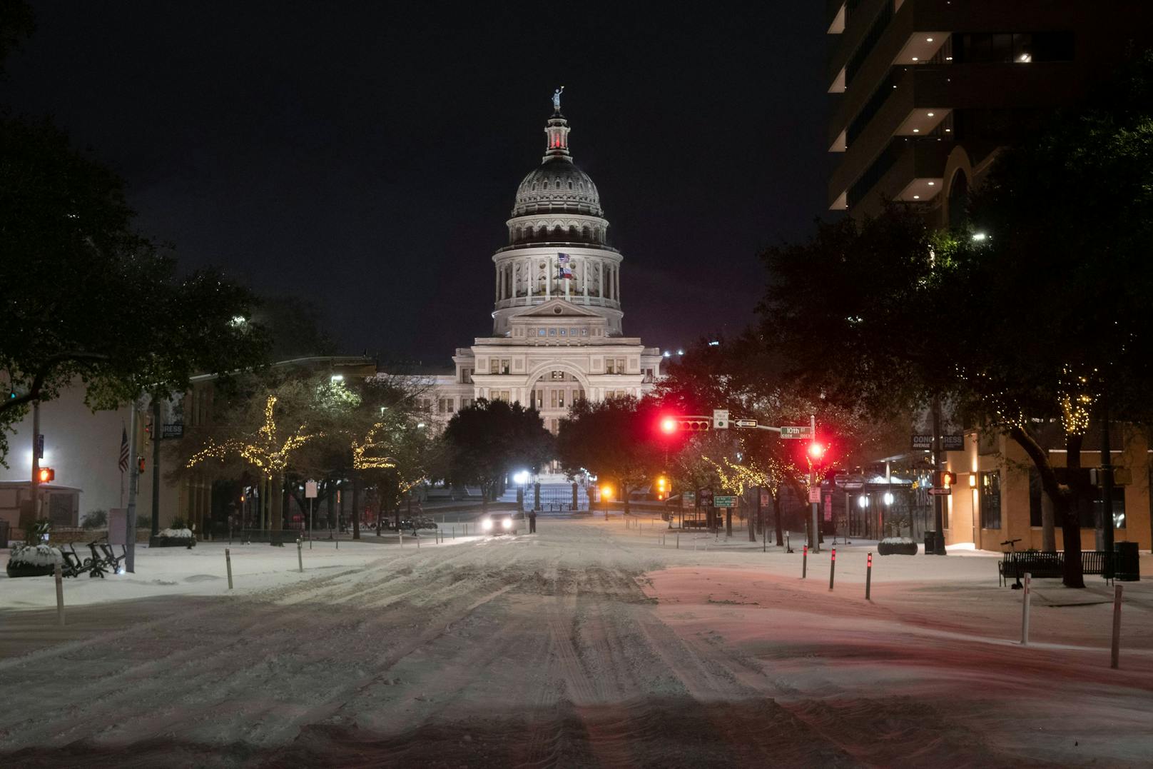 Mehrere Bundesstaaten sind aktuell von einer Eiskälte und heftigen Schneefällen betroffen. Im Bild: Texas.