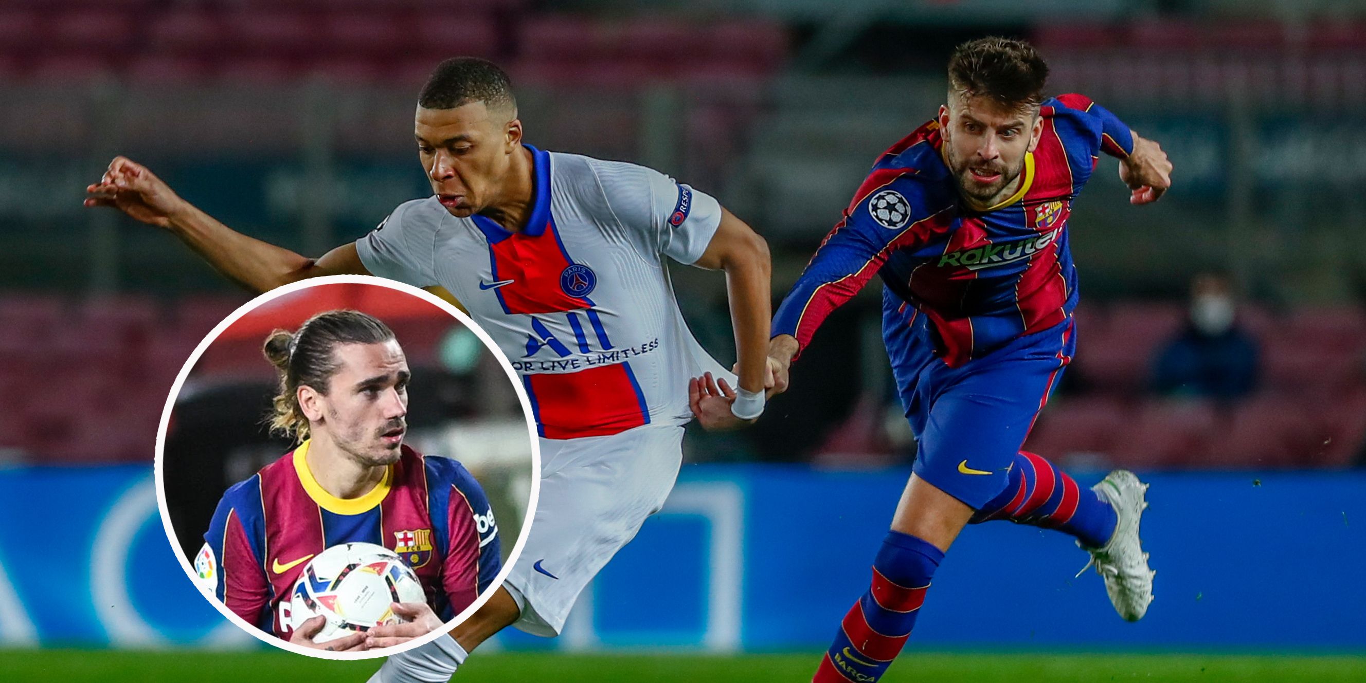 Gerard Pique kam Kylian Mbappe nicht hinterher, stritt mit Teamkollegen Antoine Griezmann.
