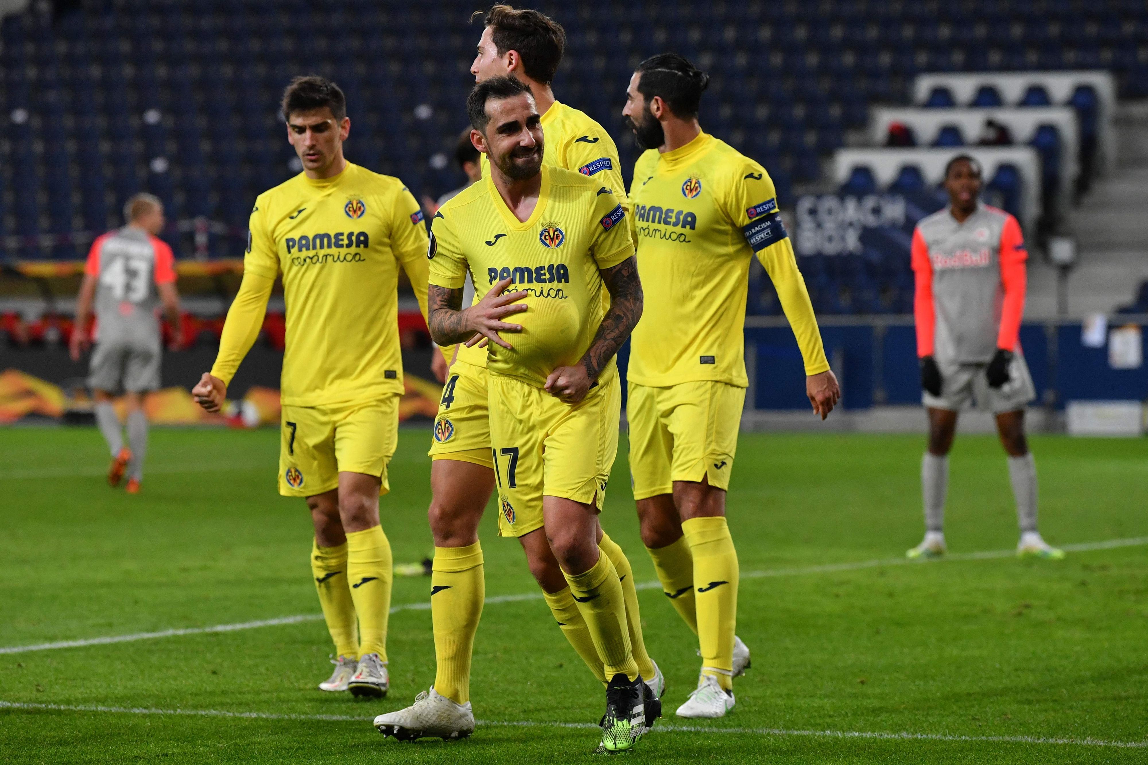 Villarreal jubelt gegen Salzburg. 