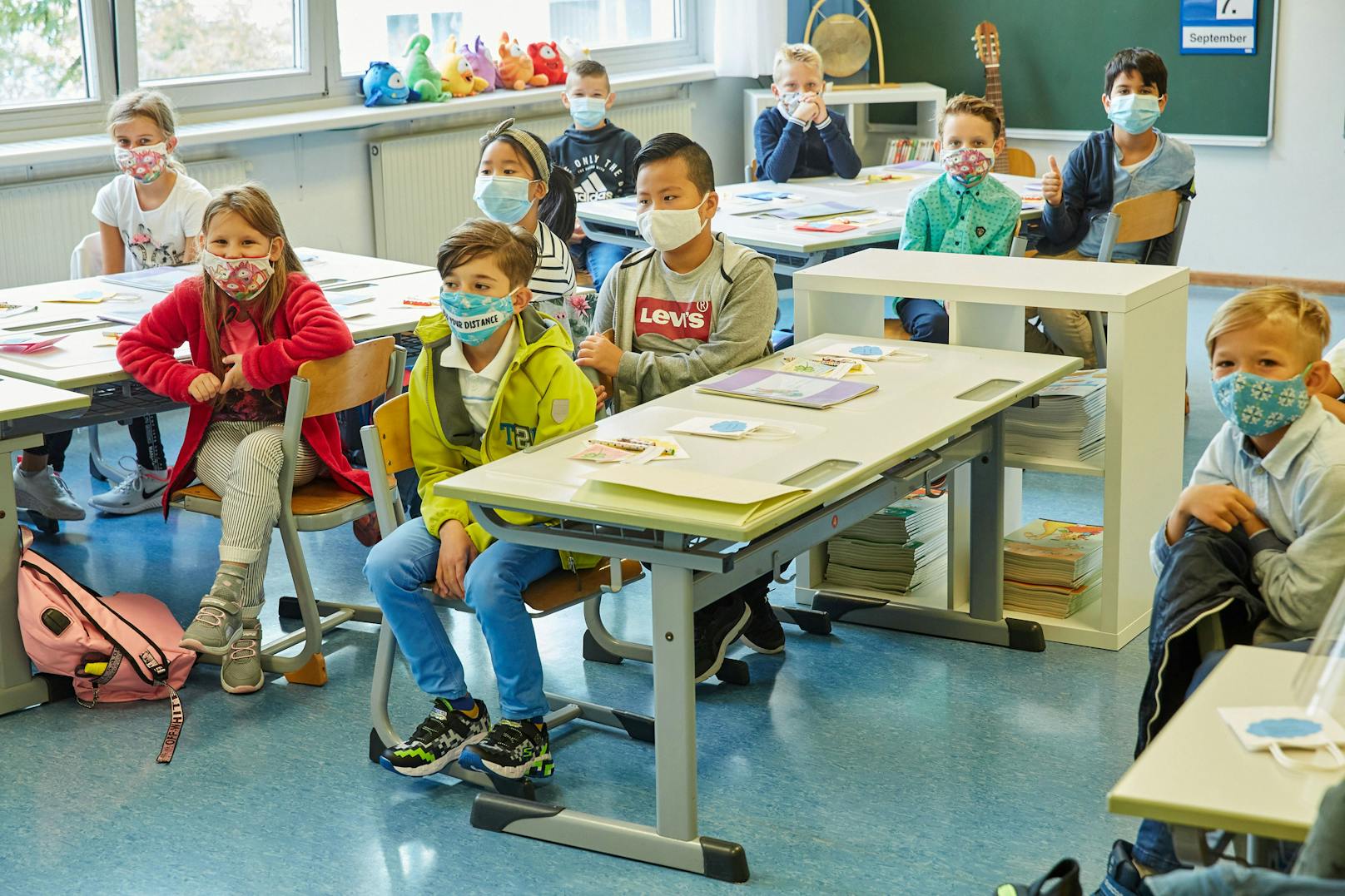 Kinder in einer Wiener Volksschule am 7. September 2020