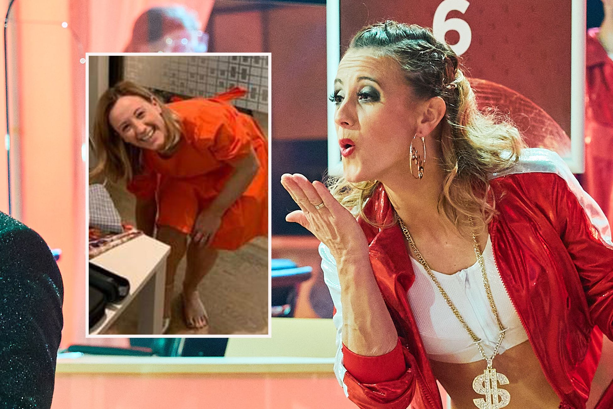 Michi Kirchgasser bei Dancing Stars (r.) und dem Mode-Shooting.