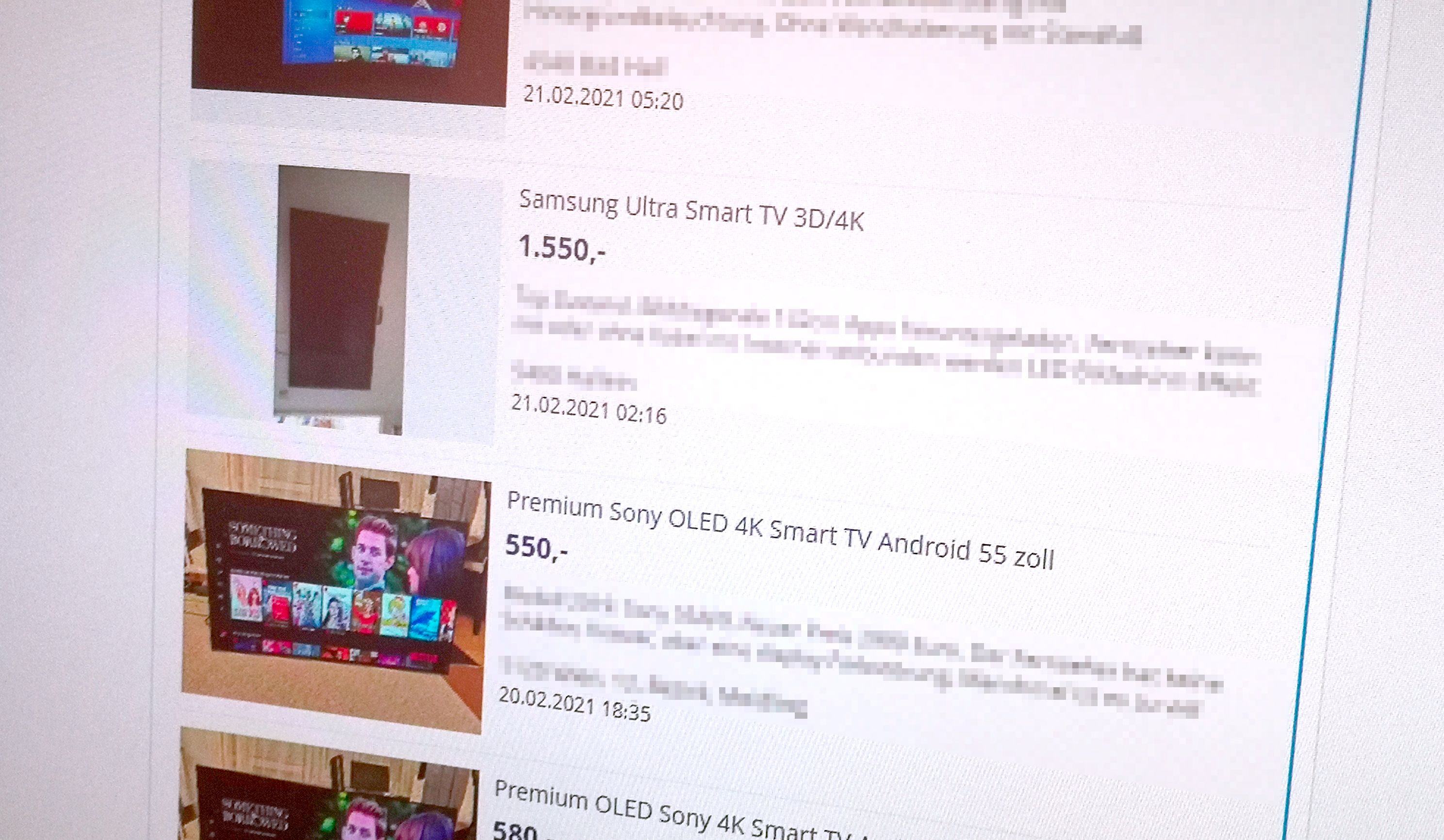 Privatverkäufe von hochpreisigen TV-Geräten sind aktuell im Fokus der Betrüger. Symbolfoto