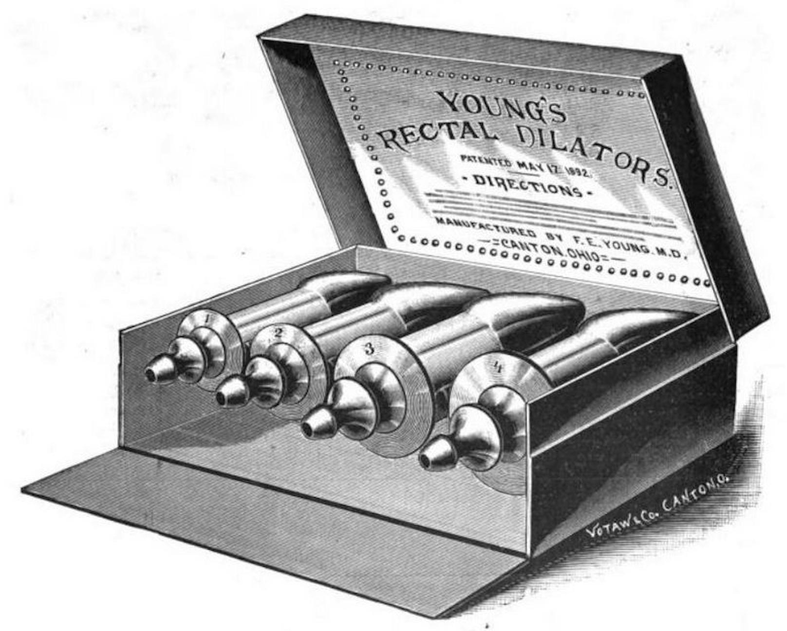 Im Jahr 1892 wurde das aus heutiger Sicht verdächtig aussehende "Instrument" zum Patent angemeldet. Als Erfinder und Entwickler trat Frank E. Young aus dem US-Bundesstaat Ohio auf.