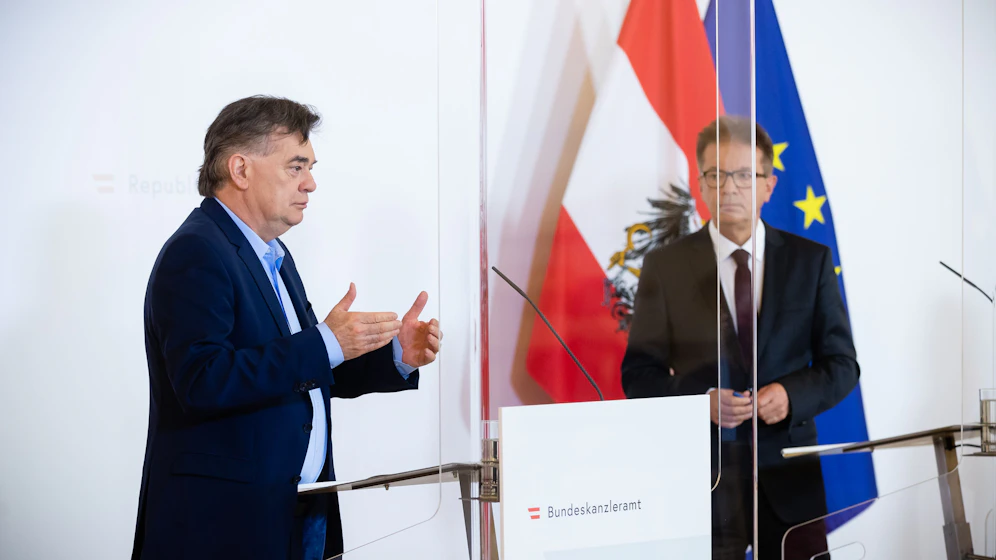 Vizekanzler und Sportminister Werner Kogler und Gesundheitsminister Rudolf Anschober.