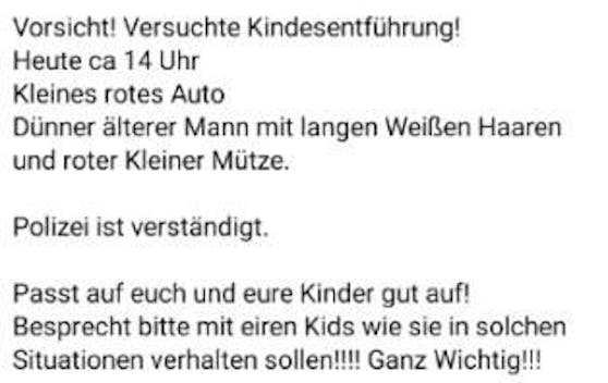 Die Warnung auf Facebook