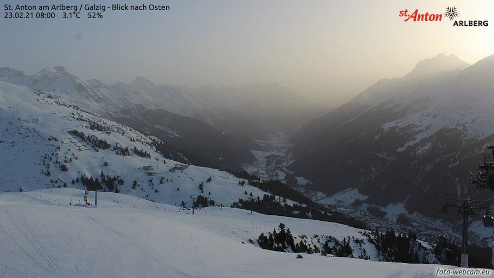 Webcam Sankt Anton am Arlberg heute in der Früh