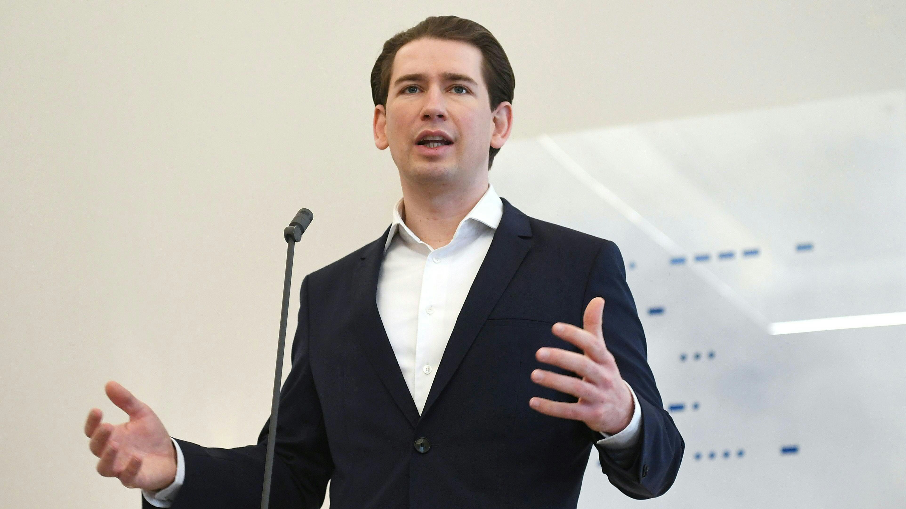 Bundeskanzler Sebastian Kurz (ÖVP) am 19. Februar 2021 nach einem Treffen mit Vertretern von Gastronomie, Tourismus und Freizeitwirtschaft im Bundeskanzleramt in Wien