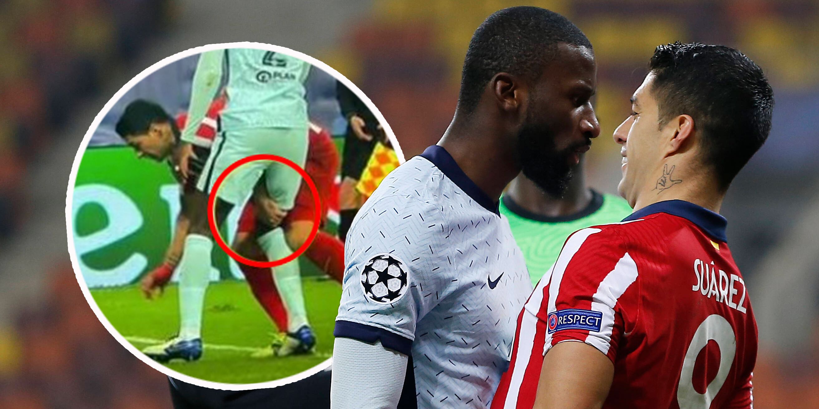 Luis Suarez zwickt Antonio Rüdiger.