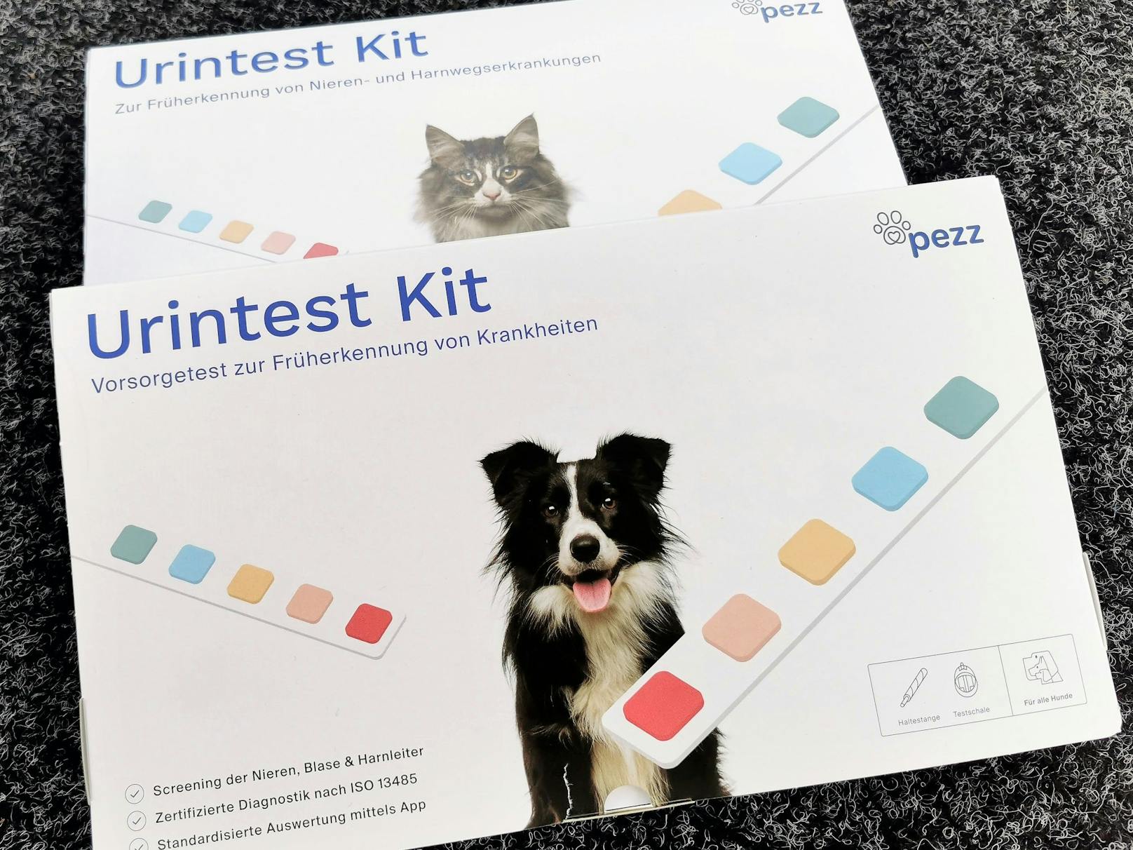 Die Pezz life Urintest-Kits gibt es für Hunde und Katzen.