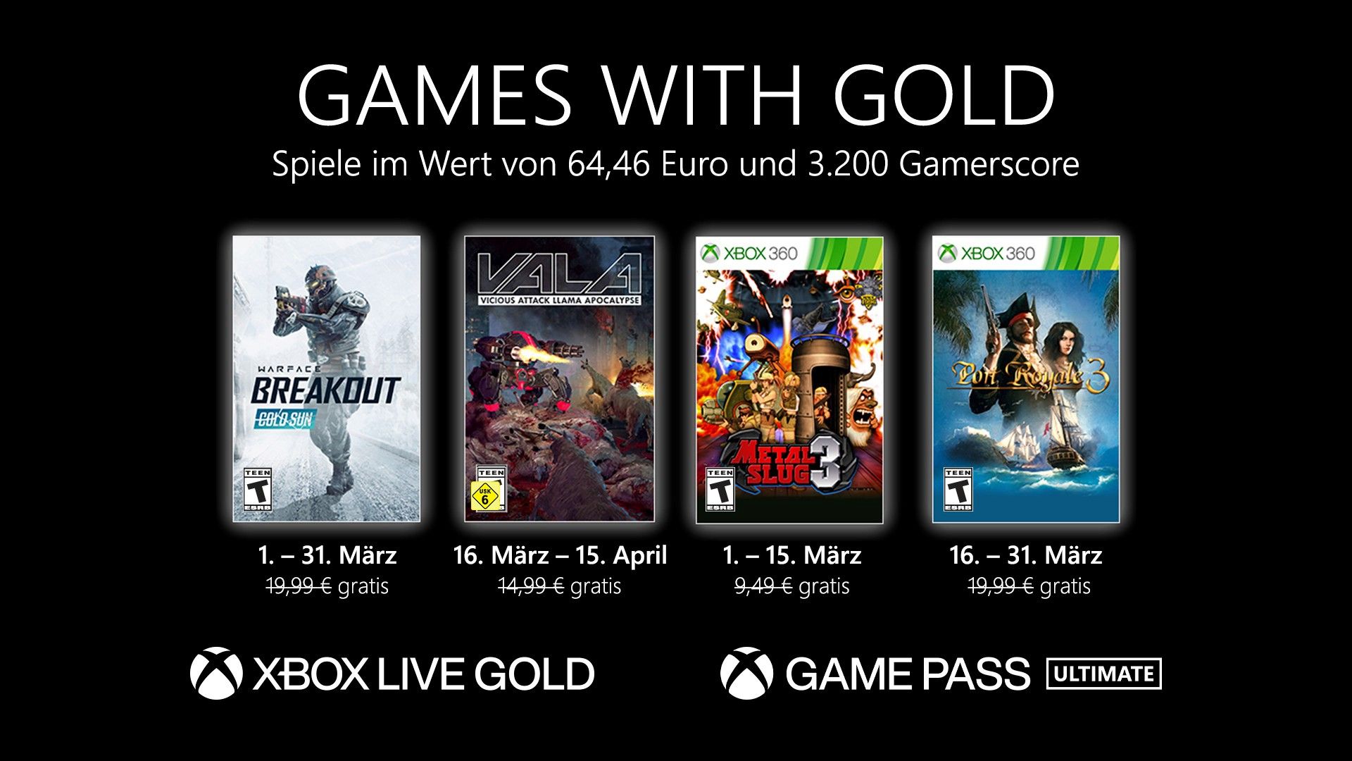 Games with Gold: Diese Spiele gibt es im März gratis.