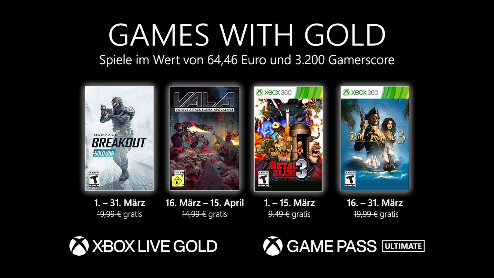 Games with Gold: Diese Spiele gibt es im März gratis.