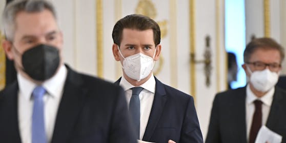 Innenminister Karl Nehammer, Bundeskanzler Sebastian Kurz und Gesundheitsminister Rudolf Anschober.