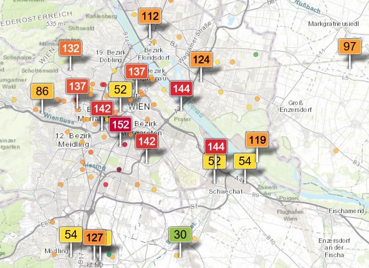 Feinstaub-Werte in Wien