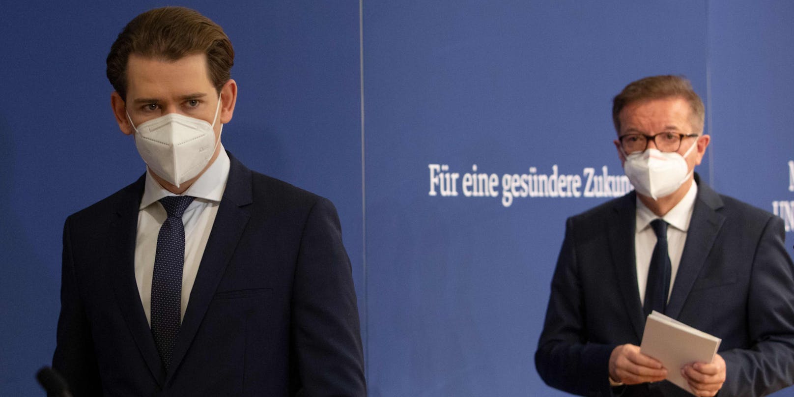 Bundeskanzler Sebastian Kurz und Gesundheitsminister Rudolf Anschober