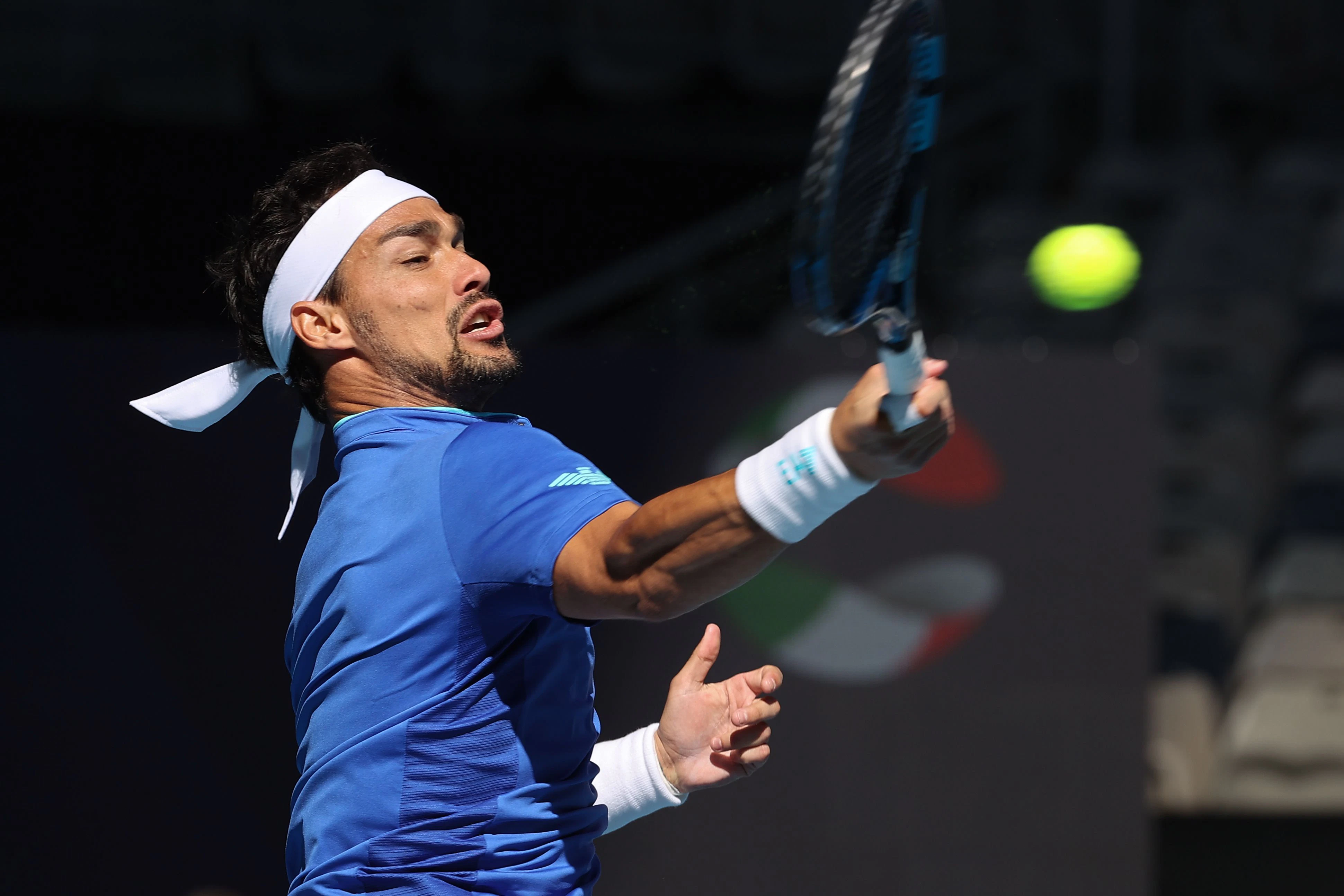 Fabio Fognini gewinnt das Game, ohne den Ball zu berühren. 