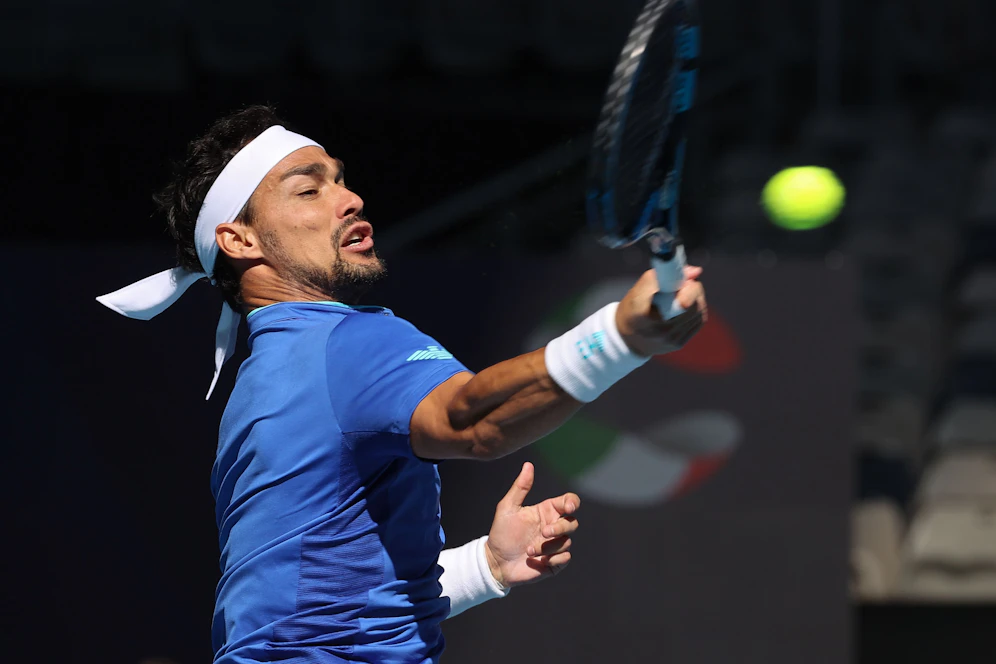 Fabio Fognini gewinnt das Game, ohne den Ball zu berühren. 