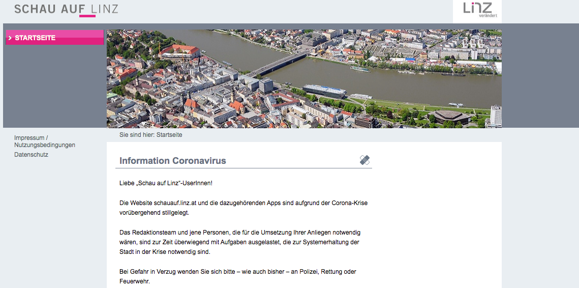 Schon seit 22. Dezember ist "Schau auf Linz" offline.