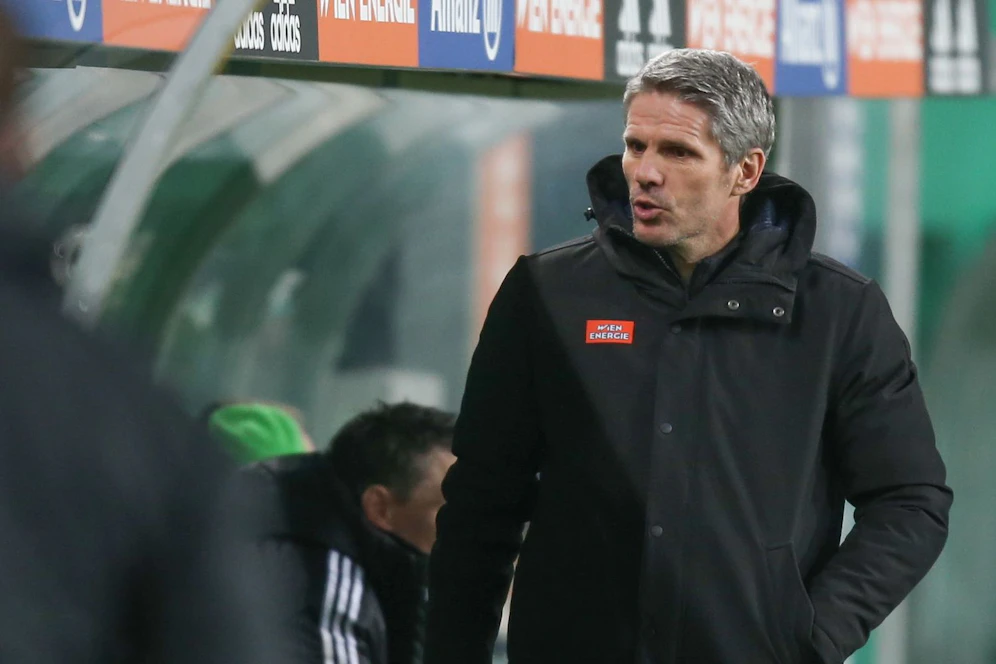 Rapid-Coach Didi KÜhbauer nach dem Sieg gegen Wolfsberg. 