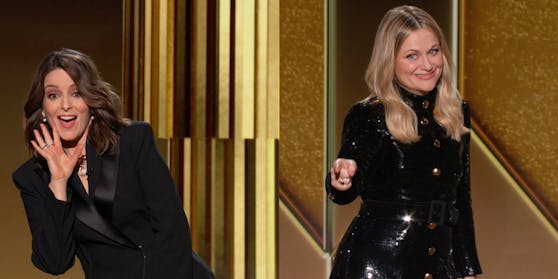 Kilometerweiter Sicherheitsabstand: Tina Fey (li.) und Amy Poehler moderierten zeitgleich aus New York und Beverly Hills.