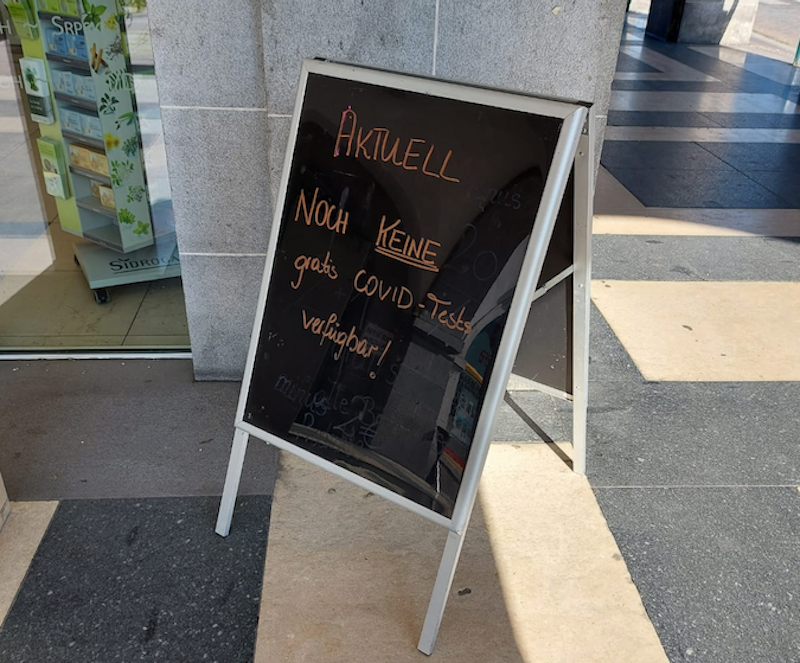 In der Wasser-Apotheke am Hauptplatz gab es am Montag noch keine Tests.