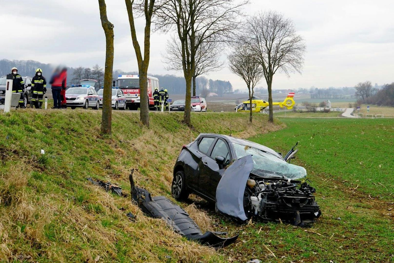 Bei dem schweren Verkehrsunfall bei Kilb gab es zwei Verletzte.