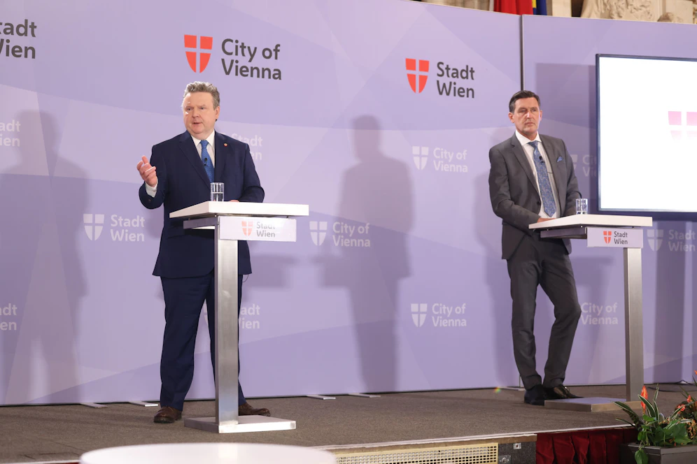 Bürgermeister Michael Ludwig und Wirtschaftsstadtrat Peter Hanke (beide SPÖ).