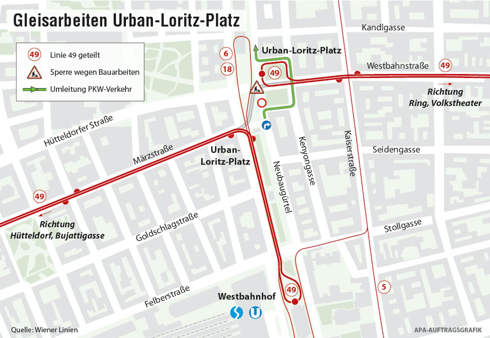 Die Umleitungen am Urban-Loritz-Platz