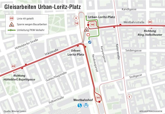 Die Umleitungen am Urban-Loritz-Platz