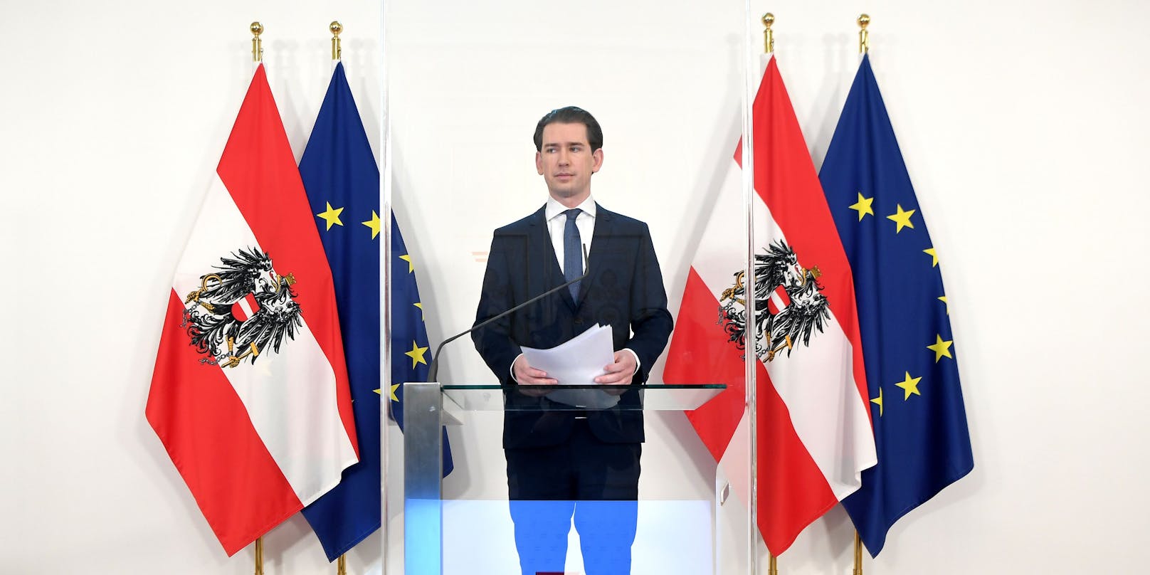 Bundeskanzler Sebastian Kurz (ÖVP) im Rahmen einer PK mit dem Titel "Impfstofflieferungen der EU" am Freitag, 12. März 2021, in Wien.