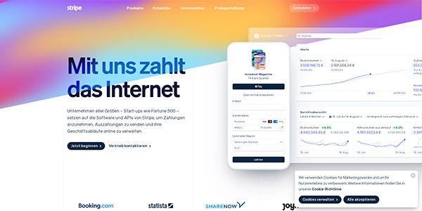 So sieht der Web-Auftritt von Stripe.com aus.