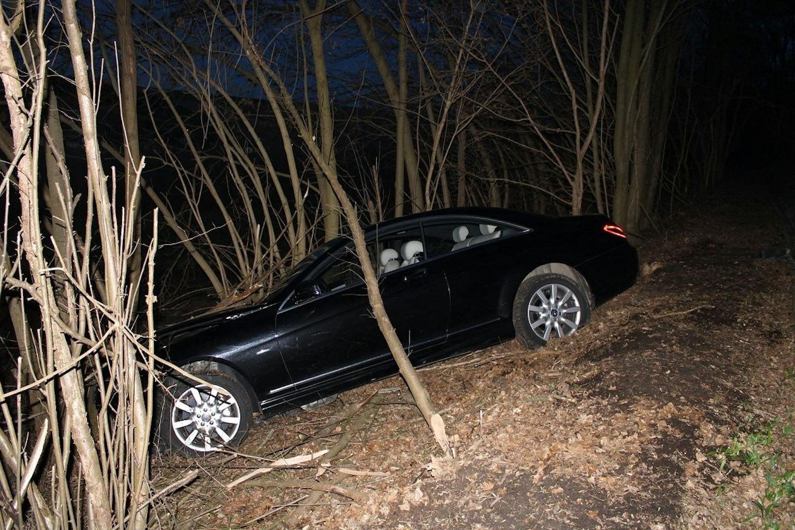 Das Luxus-Coupe ließ der Verdächtige im Wald zurück.