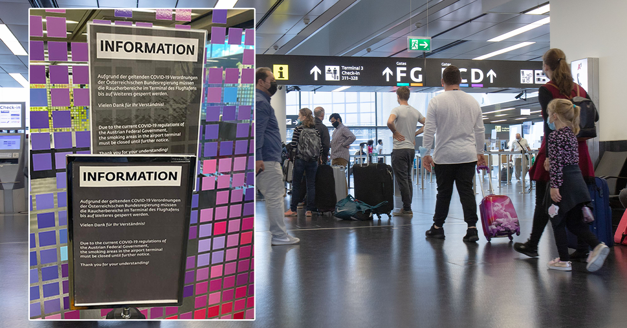 Aktuell sind die Raucherbereiche des Wiener Flughafen gesperrt