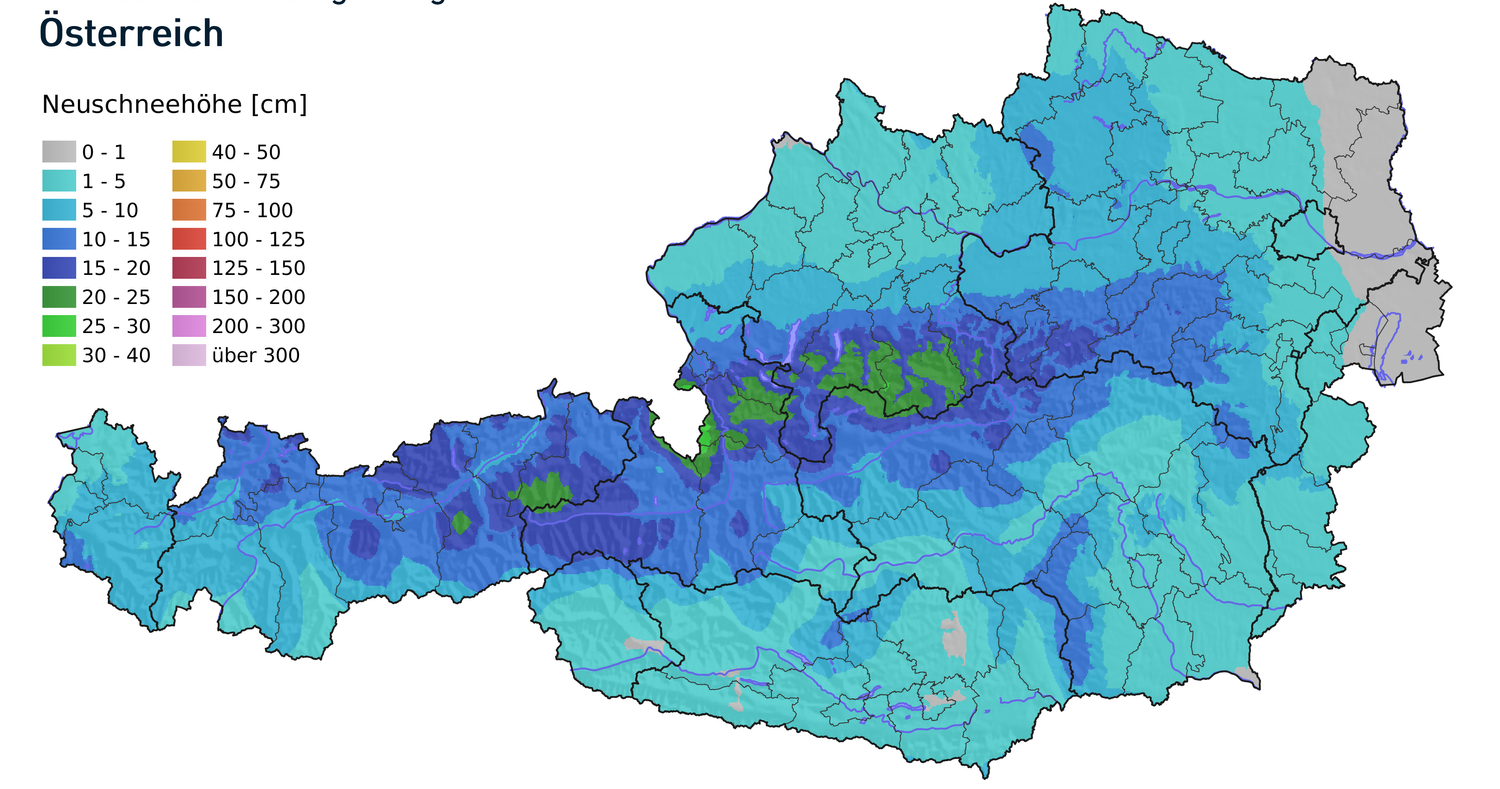 Neuschneesumme bis Samstagmittag (19. März 2021)