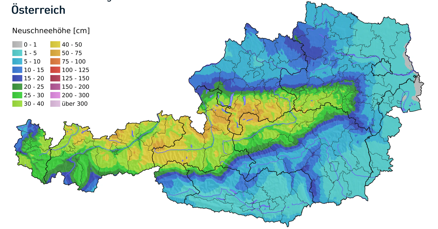 Neuschneemenge bis Montag (21. März 2021)