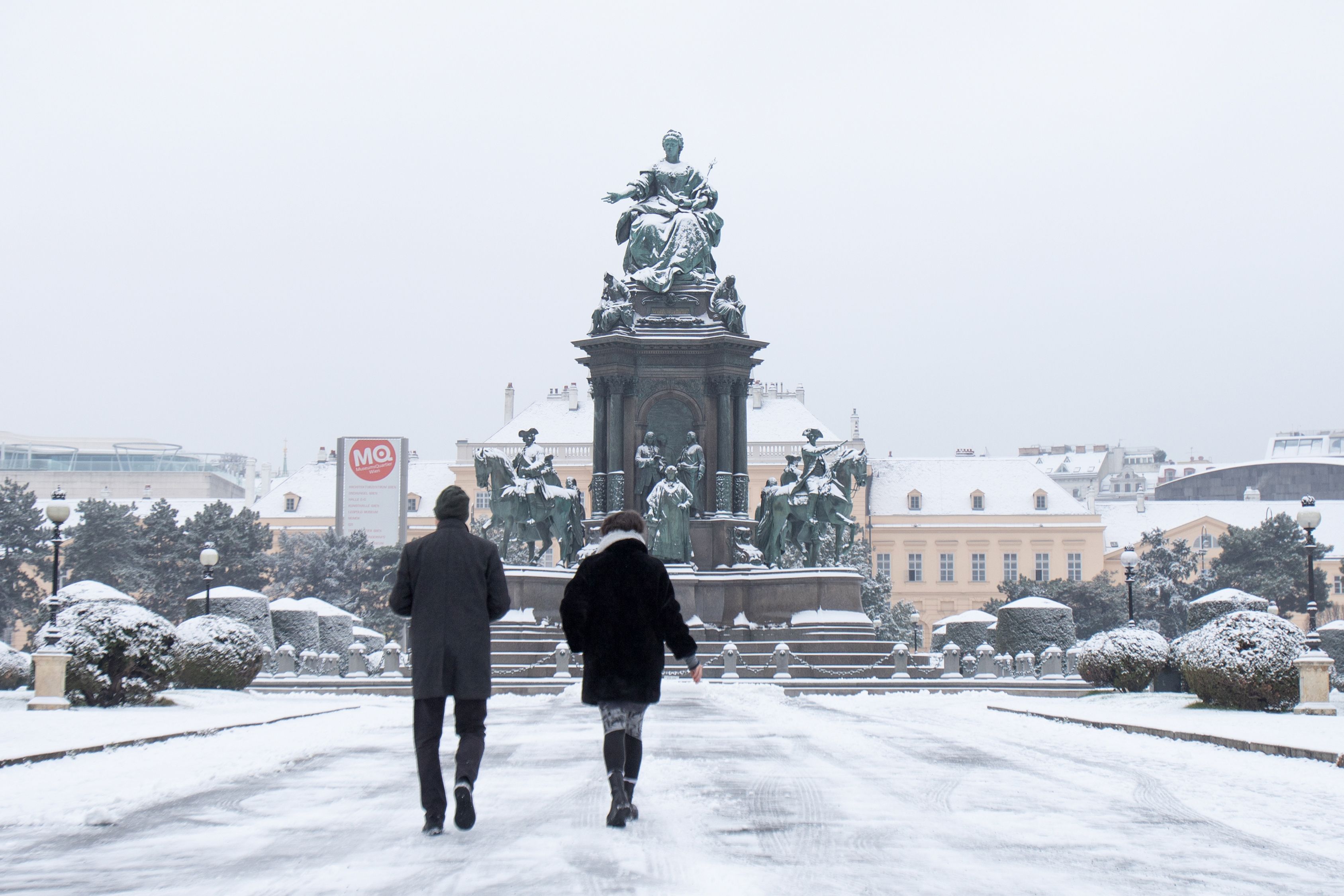 Schnee am Maria-Theresien-Platz in Wien. Archivbild