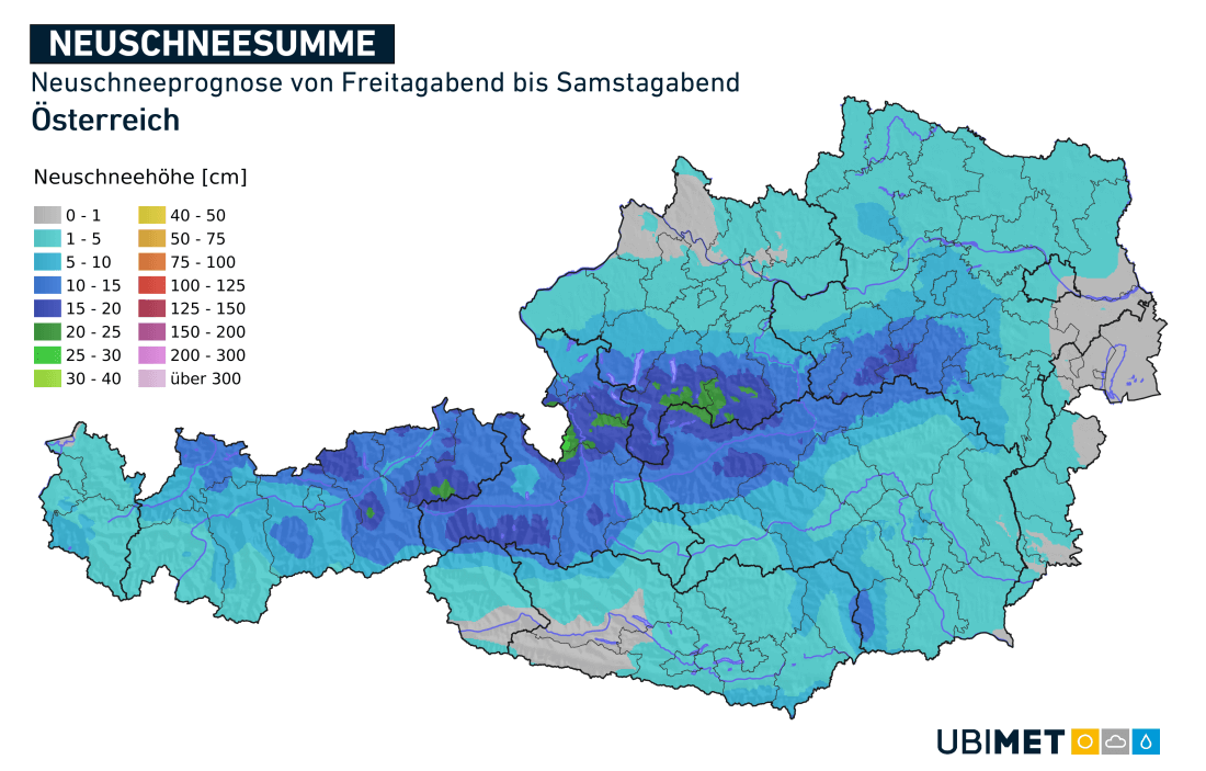 24h-Neuschneeprognose bis Samstagabend.