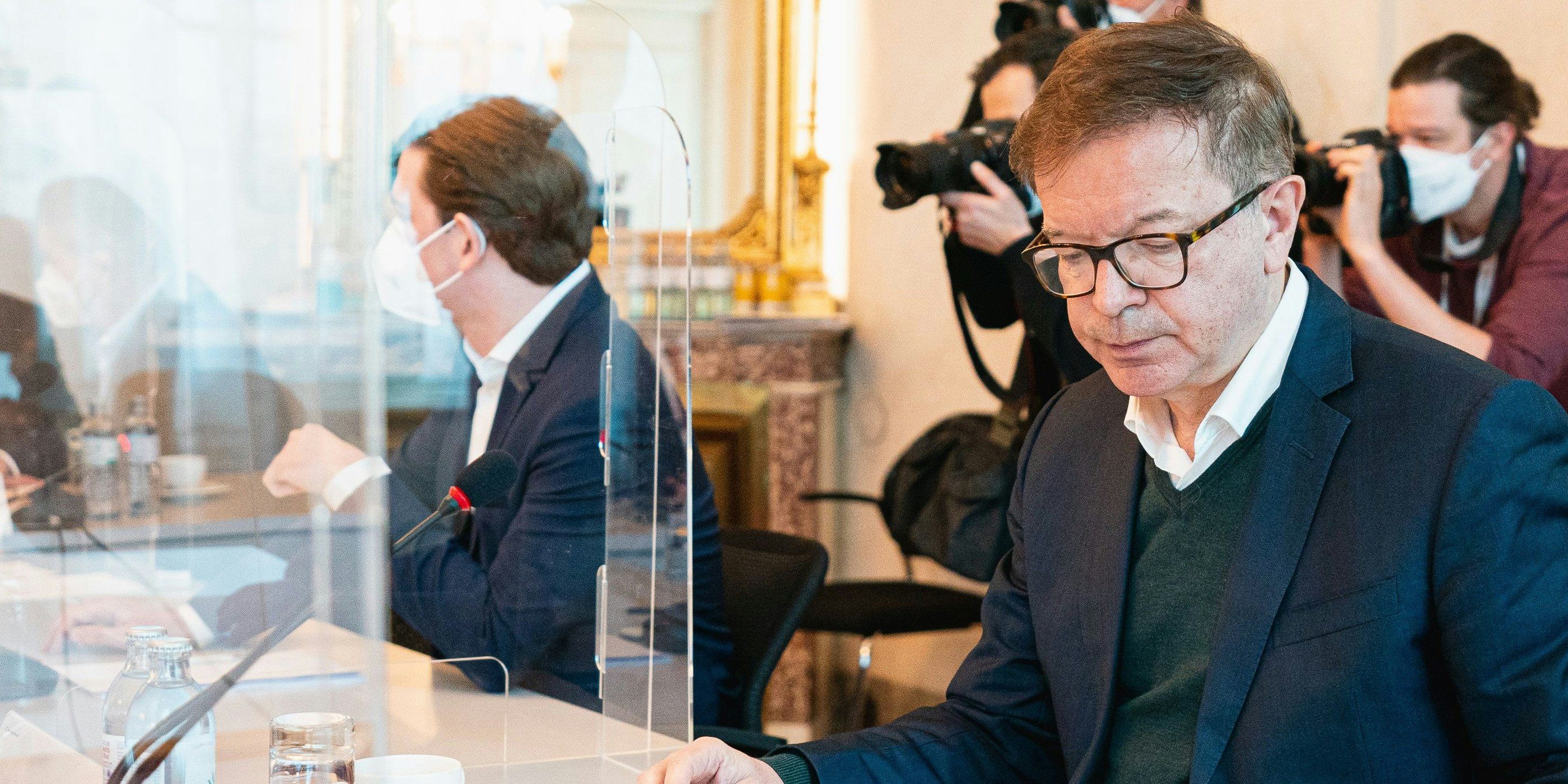 Corona-Gipfel am Montag in Wien, hier Gesundheitsminister Anschober und Bundeskanzler Kurz