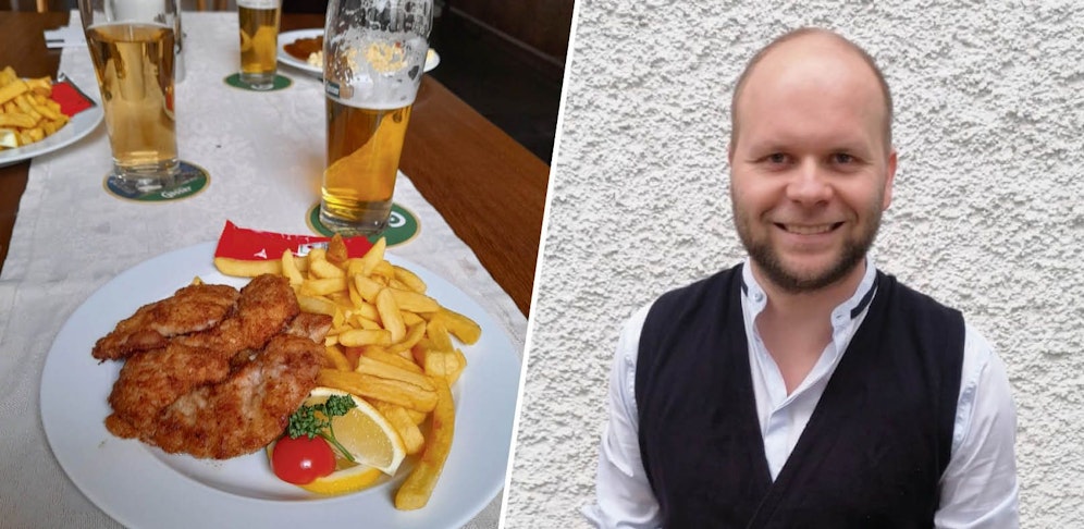 Schnitzel und Bier. Das gab's für Johannes Meyer (32) aus Ried in einem Braugasthof in Bregenz. 